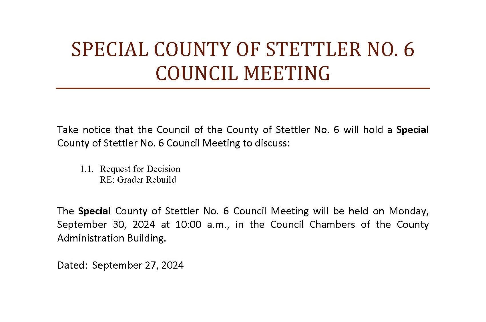 2024 09 30 Special  Meeting Notice - Public