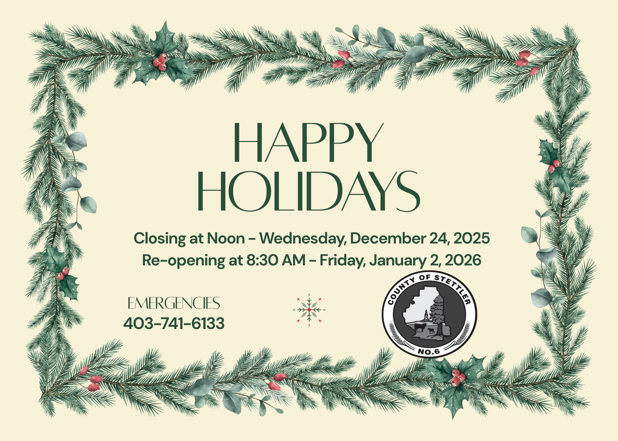 Happy Holidays County of Stettler